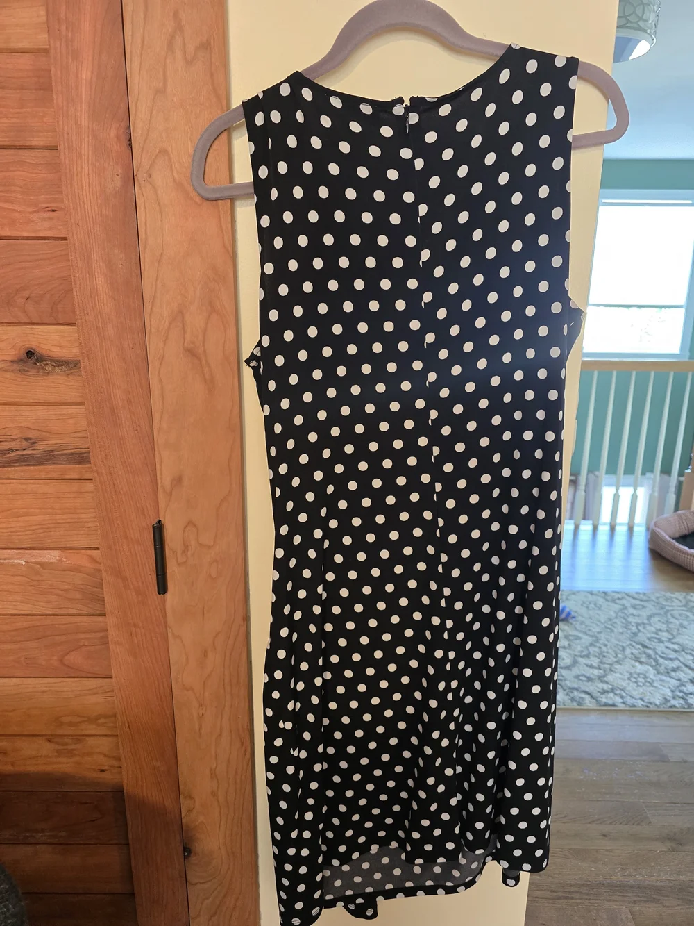 Michael Kors Sleeveless Black and White Polka Dot Twist-Waist Dress